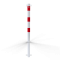 Barrier posts | Steel tube  60 x 2.5 mm | stationary | for casting in concrete | hot-dip galvanized and white coated withthree red reflecting stripes | with 2 eyelets